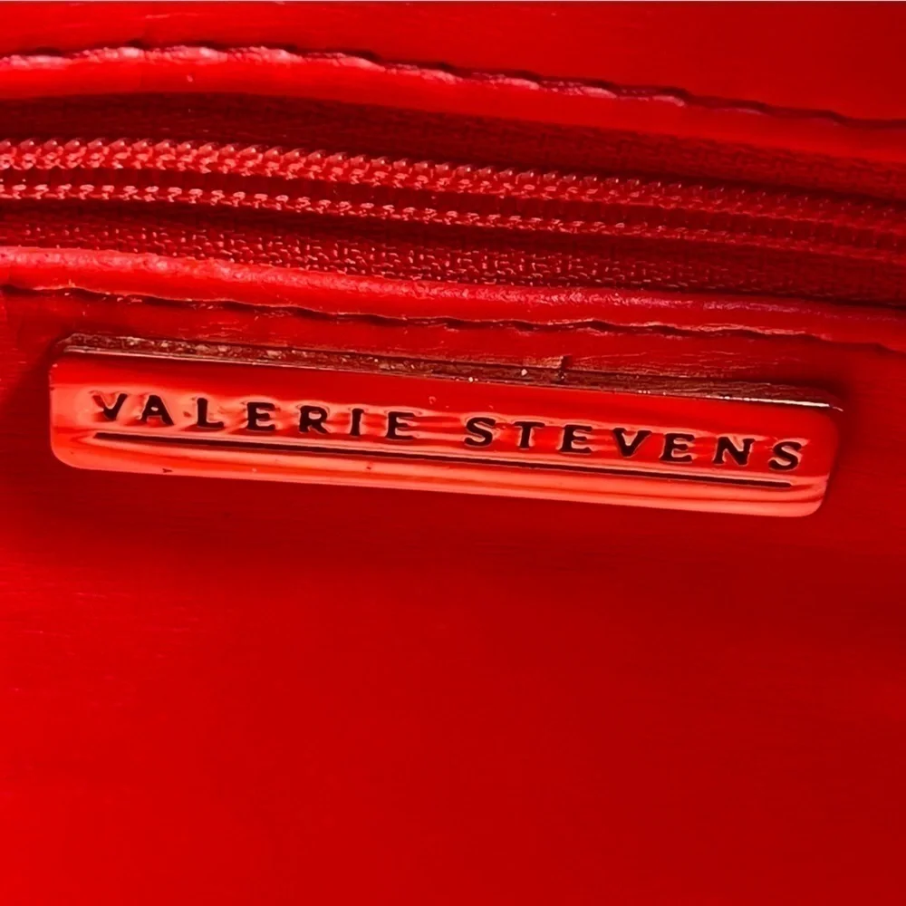 Valerie Stevens Red Leather Satchel Bag Top Handle Shoulder Purse Classic Bags